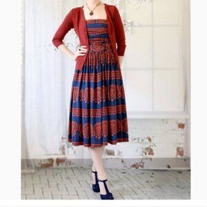 Elegant Blue and Red Striped Dress